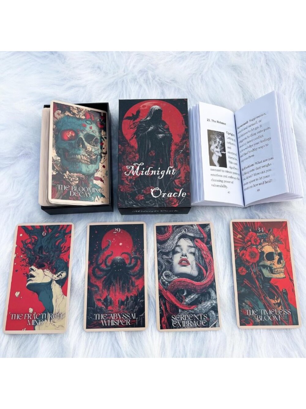 Gothic Oracle Cards Set - 50 Dark Fantasy Cards & Guidebook for Self-Discovery